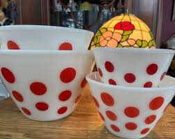 Fire King Red Dots Nesting Bowl, Vintage Fire King Dots Bowl, Fire King Red Dot Nesting Bowl, Vintage Fire King Bowl, Dots Nesting Bowl - Etsy