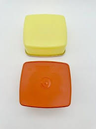 Tupperware Yellow And Orange Square Saver Container 311 (2 ...
