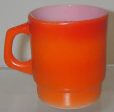 Anchor Hocking/Fire-King Glass Orange/Red Mug Stacking D ...