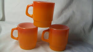3 VINTAGE ANCHOR HOCKING FIRE KING MILK WHITE BURNT ORANGE ...