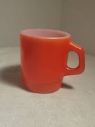 Vtg. Anchor Hocking Fire King Coffee Cup D Handle Red/Orange ...