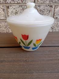 Vintage Anchor Hocking Fire King Tulip Ivory Grease Jar with ...