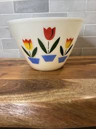 Vintage Fire King Ovenware Tulips Mixing Bowl Kitchen 8 1/2" | eBay