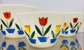 Fire King Tulip Mixing Bowls Vintage Set Bowl 1950's Kitchen ...