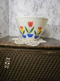 Vintage Fire King Milk Glass Tulip Mixing Nesting Bowls - Large Bowl | eBay