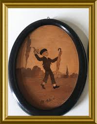 Two Antique Oval Wooden Frames/ Wall Hangings: Inlaid Wood ...