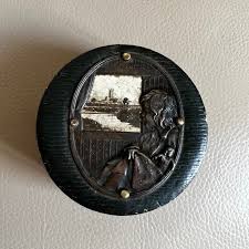 Buy Antique Edwardian Trinket Box: Dark Green Scrim ...