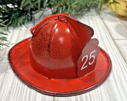 Firefighter Helmet Ornament Metal Vintage Fire Hat Shape ...