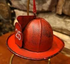 Red Rustic Metal Fireman Fire Fighter Hat Helmet #25 ...