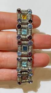 Vintage Heavy Blue Red Purple Rhinestones Silver tone ...