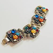 VTG Regal Panel Bracelet Bracelet Statement Rhinestone ...