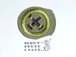 Firemanship - Type E - Khaki Crimped Merit Badge (1947-1960)