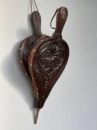 Antique Hand Carved Renaissance Revival Fireplace Bellow with Angel Sculptures For Sale at 1stDibs | hand bellows, 9992 angel number, vintage fireplace bellows