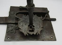 ANTIQUE WROUGHT IRON HAND FORGED DEADBOLT SLIDE LOCK & KEY | eBay