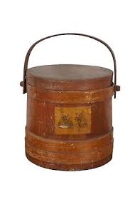 Antique Primitive Pine Bentwood Farmhouse Firkin Lidded Bucket Basket Bail 11" | eBay