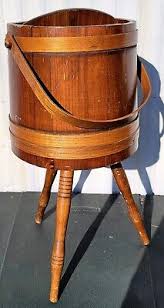 VINTAGE George Bent Wooden Firkin Sewing Knitting Bucket Basket Tripod Gardner | eBay