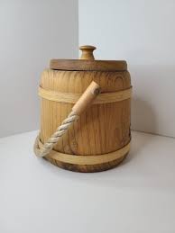 VTG Wooden Barrel Hand Painted With Lid Approx 6"H X 6"W | eBay