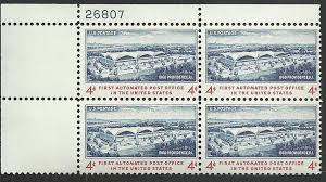 First Automated Post Office Plate Block of Four 4-cent United States Postage Stamps Issued 1960 - Etsy