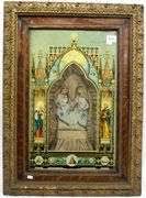 Vintage Catholic Shrine Shadow Box - May be Reverse Painting ...