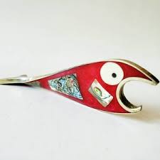 Vintage Abalone and Silver Bottle-opener, Red Enamel - Etsy