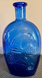 Cobalt Blue Lady Liberty & Eagle Glass Decanter ...