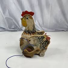 VTG Fisher Price The Cackling Hen Wooden Chicken Pull Toy ...