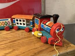 Vintage 1963 Fisher Price HUFFY PUFFY Wood Train Pull Toy Complete 4 Pieces | eBay