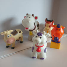 Lot of 5 Cows: Cattle Ox Farm Animal Plastic Toy Assorted ...