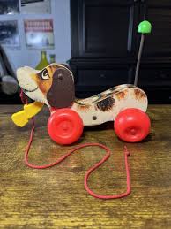 Vintage Fisher Price Little Snoopy Dog Wooden Pull Toy With ...