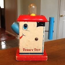 Vintage 1958-60 Fisher Price PERKY POT - All original & works! GC for 50 years | #411161497
