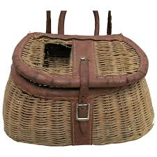 Fishing Leather Bound Fishing Creel or Basket. For Sale at Ruby Lane