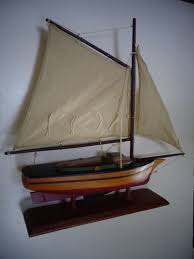 Vintage Model Sailboat, Hand Built and Painted Wooden Sloop ...