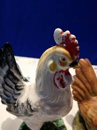Set Of Ceramic ROOSTER And Clay CHICKEN | eBay