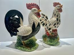 Vintage Ceramic Hand painted Colorful Chickens/Roosters Lot ...
