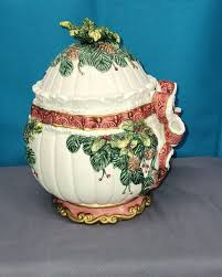 Beautiful Christmas Cookie Jar With Bow & Holly | eBay