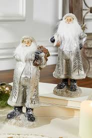 Small Resin Silver Snow Santa Figurine - Decorator's Warehouse