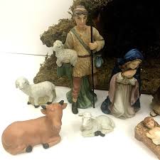 12 Piece Nativity Set Ceramic Porcelain w/ Wooden Manger ...