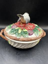 Fitz and Floyd Winter Fruit With Chickadee Serving Dish With ...