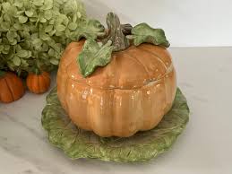 Fitz and Floyd Pumpkin Soup Bowl and Lettuce Plate. Original Box 1985 - Etsy Australia