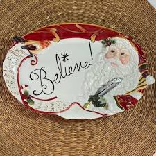 Fitz & Floyd Santa Face Believe Plate Serving Dish Christmas ...