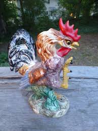 Antique Majolica Porcelain Rooster 8" high | eBay