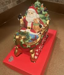 Ceramic Holiday Decor Christmas Santa in Sleigh Tree Bell ...