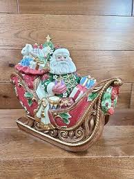 Large Collectible Fitz and Floyd Cookie Jar, “Santa's Sleigh ...