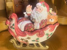 Vintage FITZ & FLOYD "kris Kringle” Santa's Sleigh Large ...