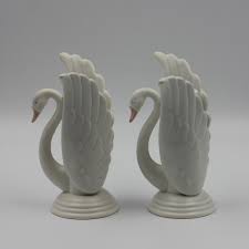 Fitz and Floyed Swan Candle Holder/Bud Vases - set of 2 | eBay