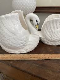 Vintage White Ceramic Swan Planters Set of 3 Vintage Swan ...
