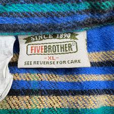 Vintage Five Brother Flannel Shirt Mens Size XL Plaid Long ...
