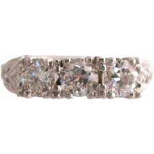 Platinum Three Old European Cut Diamond Band. For Sale at ...