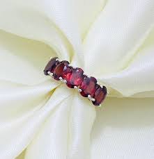 925 Sterling Silver Natural Red Garnet Half Eternity Women ...