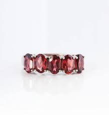 Garnet Sterling Silver Ring: Five Stone Oval Gemstone - Etsy ...